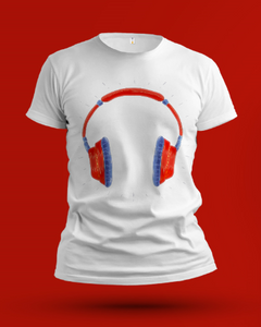 Headphone Printed Half Sleeve Round Neck T shirt