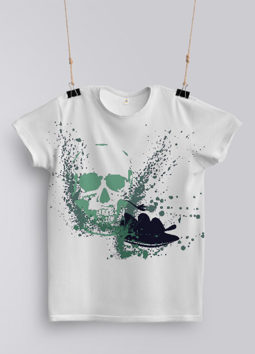 Skull Printed Half Sleeve Round Neck T shirt