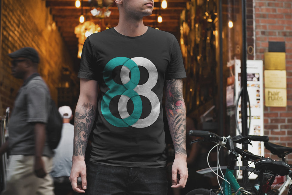 Number 8 Printed Half Sleeve Round Neck T shirt